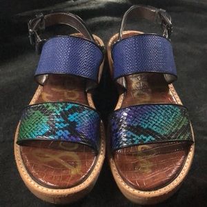 💥 SALE💥 Sam Edelman Blue Snakeskin Sandals